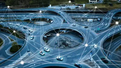 A symbolic future traffic hub enabled by copperdot and modern PCB technologies. It highlights how everyday processes increasingly rely on advanced PCBs to facilitate AI-driven organization and control.