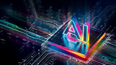 Futuristic design of a circuit board featuring a glowing "AI" symbol, representing copperdot's integration of artificial intelligence and advanced technology.